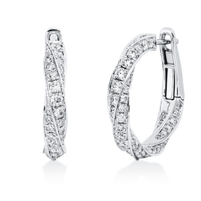 Creolen aus 750 Gold Weißgold 194 Diamanten 2,09ct TW-SI 20,2x3,9mm Creolen aus 750 Gold Weißgold 194 Diamanten 2,09ct TW-SI 20,2x3,9mm