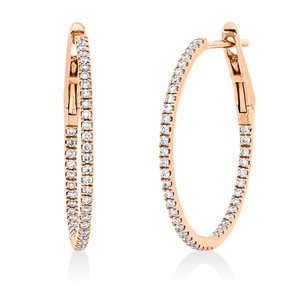 Creolen aus 750 Gold Rotgold 86 Brillanten 0,33ct TW-SI 22,1x1,3mm Creolen aus 750 Gold Rotgold 86 Brillanten 0,33ct TW-SI 22,1x1,3mm