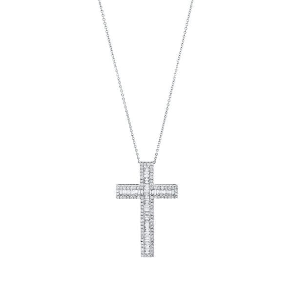 Collier Kreuz aus 750 Weißgold 135 Brillanten 1.26ct