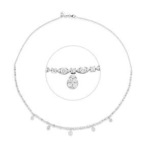 Collier aus 750 Gold Weißgold 194 Diamanten 2,99ct TW-SI L:45,7cm