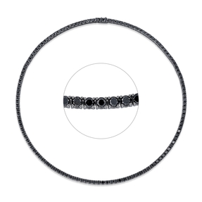 Collier aus 750 Gold Weißgold 127 Brillanten 16ct schwarz L:42cm 4er-Krappe