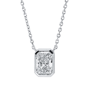 Solitaire Collier aus 750 Gold Weißgold L:43,2cm Zarge
