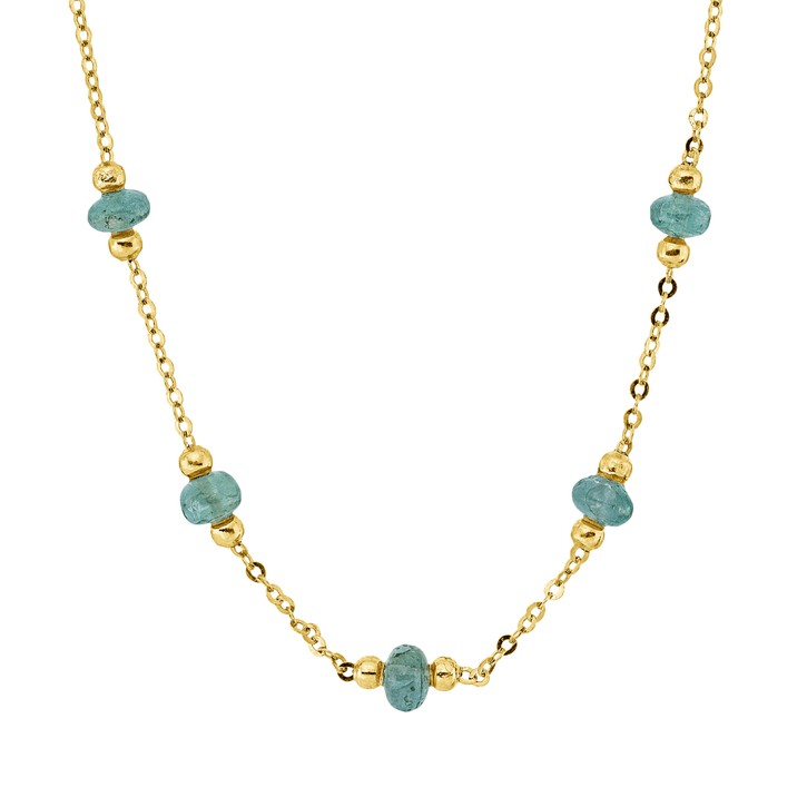 Collier aus 750 Gelbgold 14 Smaragde