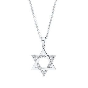 Collier Stern aus 750 Gold Weißgold 18 Brillanten 0,18ct F-SI L:42cm