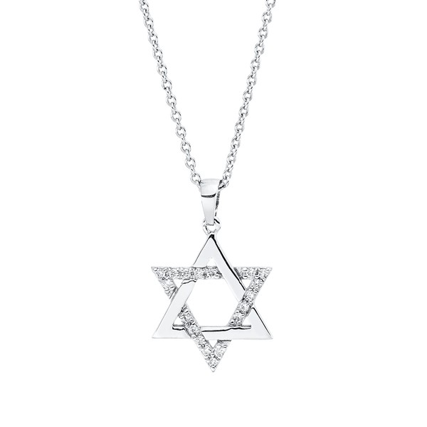 Collier Stern aus 750 Weißgold 18 Brillanten 0.18ct