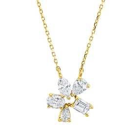 Collier aus 750 Gold Gelbgold 5 Diamanten 0,74ct F-SI L:41cm