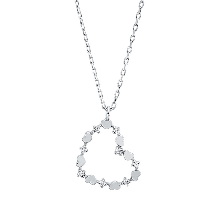 Collier Herz aus 750 Weißgold 8 Brillanten 0.04ct