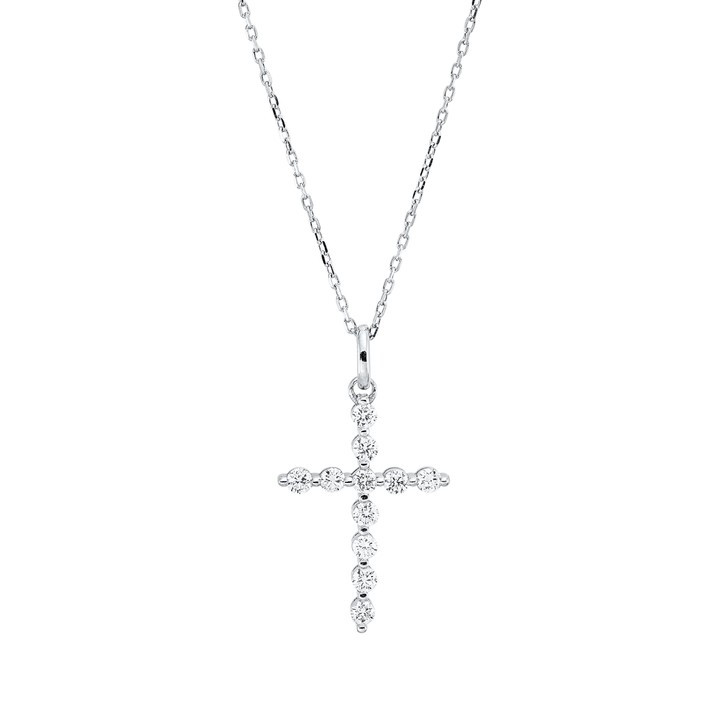 Collier Kreuz aus 750 Weißgold 29 Brillanten 0.11ct