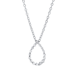 Collier Tropfen aus 750 Gold Weißgold 16 Brillanten 0,11ct TW-SI L:45cm