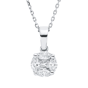 Collier aus 750 Gold Weißgold 5 Diamanten 0,31ct TW-SI L:42cm