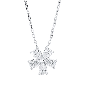 Collier aus 750 Weißgold 5 Diamanten Tropfen-Schliff 0,41ct F-SI L:42cm