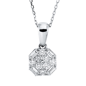Collier aus 750 Gold Weißgold 12 Diamanten 0,35ct TW-SI L:50,8cm
