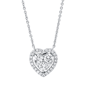 Collier Herz aus 750 Gold Weißgold 30 Diamanten 0,83ct TW-SI L:45,7cm