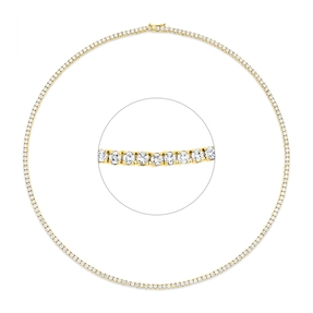 Collier aus 750 Gold Gelbgold 185 Brillanten 7,88ct TW-SI L:45,7cm 4er-Krappe
