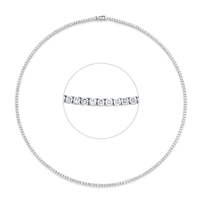 Collier aus 750 Gold Weißgold 204 Brillanten 6,95ct TW-SI L:45,7cm 4er-Krappe