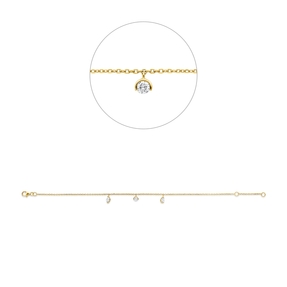 Armband aus 750 Gold Gelbgold 3 Diamanten 0,27ct TW-SI B:6,4mm L:18cm