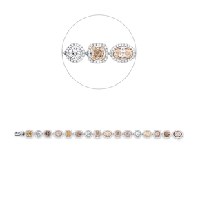 Armband aus 750 Gold gelb/weiß/rot 342 Diamanten 16,84ct B:9mm L:17,4cm