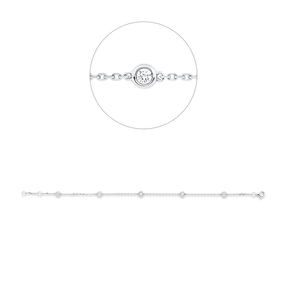 Armband aus 750 Gold Weißgold 5 Brillanten 0,32ct TW-SI B:4,2mm L:17,8cm Zarge