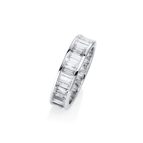 Memoire Ring aus 750 Weißgold 43 Diamanten Baguette-Schliff 3,18ct TW-SI B:5,2mm