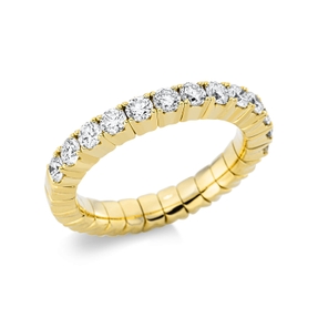 Flex-Ring aus 750 Gold Gelbgold 13 Brillanten 1,01ct TW-SI B:3,3mm 4er-Krappe