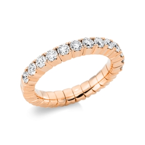 Flex-Ring aus 750 Gold Rotgold 13 Brillanten 1,04ct TW-SI B:3,3mm 4er-Krappe Flex-Ring aus 750 Gold Rotgold 13 Brillanten 1,04ct TW-SI B:3,3mm 4er-Krappe