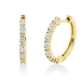 Creolen aus 750 Gold Gelbgold 38 Diamanten 0,43ct TW-SI 15,8x1,9mm Creolen aus 750 Gold Gelbgold 38 Diamanten 0,43ct TW-SI 15,8x1,9mm