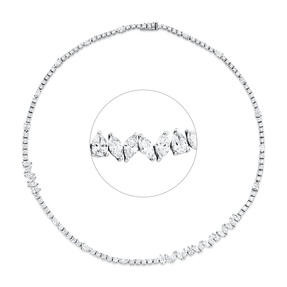 Collier aus 750 Gold Weißgold 121 Diamanten 10,5ct TW-SI L:40,7cm