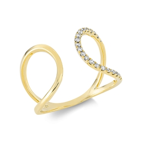 Ring aus 750 Gold Gelbgold 21 Brillanten 0,14ct TW-SI B:14mm