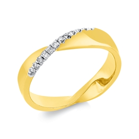 Ring aus 750 Gold gelb/weiß 12 Brillanten 0,08ct I-SI B:4,1mm