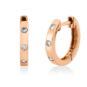 Creolen aus 750 Gold Rotgold 6 Brillanten 0,07ct W-PI 12,6x2,1mm Zarge Creolen aus 750 Gold Rotgold 6 Brillanten 0,07ct W-PI 12,6x2,1mm Zarge