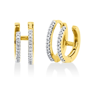 Creolen aus 750 Gold gelb/weiß 52 Brillanten 0,15ct I-SI 12,3x5,7mm