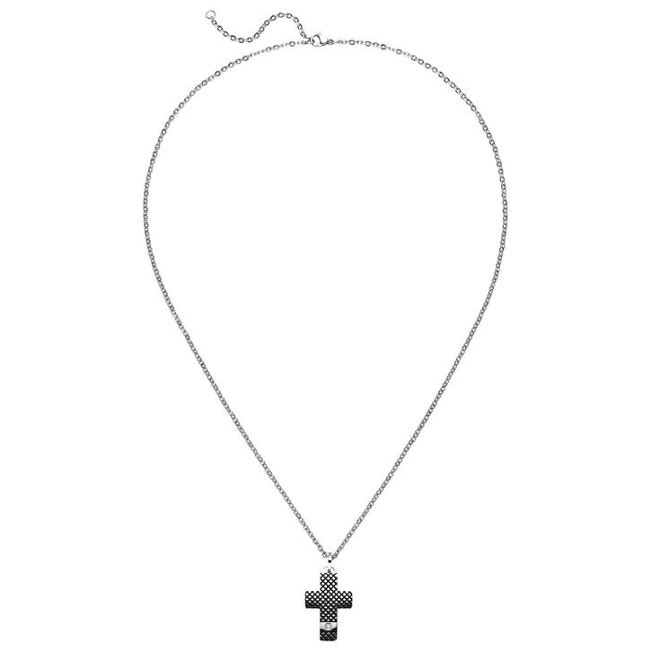 Collier mit Kreuz-Anhänger aus Edelstahl mit Zirkonia 56cm