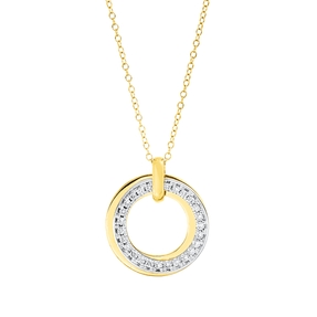 Collier Kreis aus 750 Gold gelb/weiß 26 Brillanten 0,19ct I-SI L:45,7cm