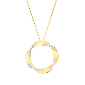 Collier Kreis aus 750 Gold gelb/weiß 32 Brillanten 0,22ct W-PI L:45,7cm