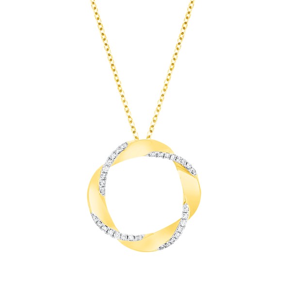 Collier Kreis aus 750 Gold gelb weiß 32 Brillanten 0.22ct