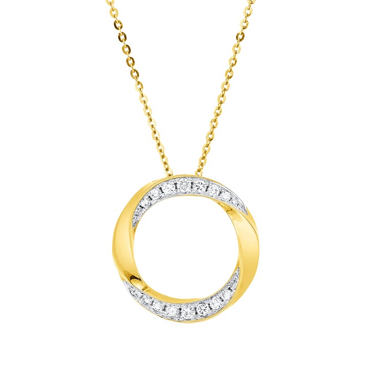 Collier Kreis aus 750 Gold gelb weiß 22 Brillanten 0.51ct