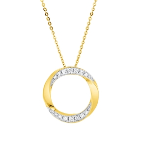 Collier Kreis aus 750 Gold gelb/weiß 22 Brillanten 0,51ct W-PI L:45,7cm