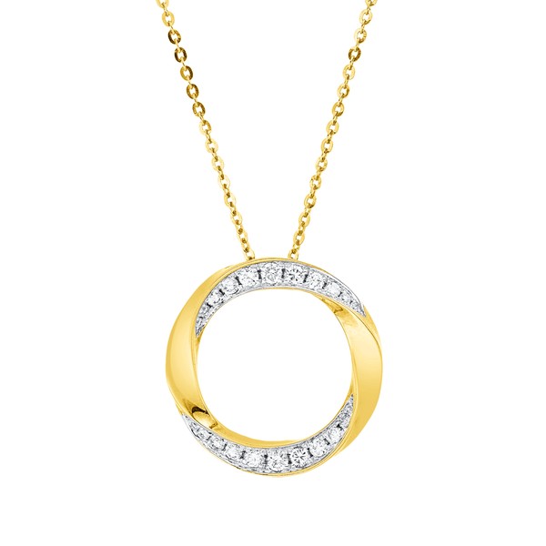 Collier Kreis aus 750 Gold gelb weiß 22 Brillanten 0.51ct