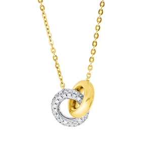 Pavé Collier Kreis aus 750 Gold gelb/weiß 80 Brillanten 0,46ct W-PI L:45,7cm