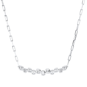 Collier aus 750 Weißgold 11 Diamanten Smaragd-Schliff 1,2ct W-SI L:45,7cm