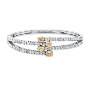 Armreif aus 750 Gold gelb/weiß 88 Diamanten 4,24ct 45x55mm