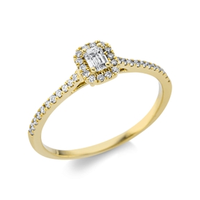 Ring aus 750 Gold Gelbgold 37 Diamanten 0,31ct TW-SI B:5,9mm 4er-Krappe