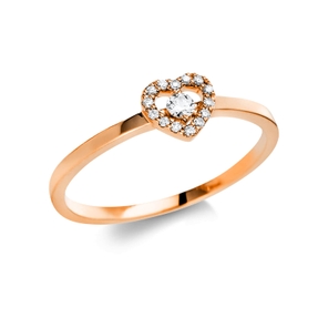 Ring Herz aus 585 Gold Rotgold 15 Brillanten 0,09ct TW-SI B:6,1mm