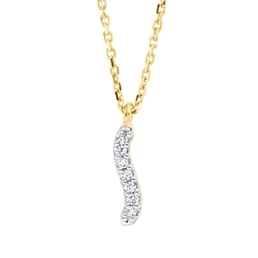 Collier aus 750 Gold Gelbgold 7 Brillanten 0,03ct TW-SI L:45cm