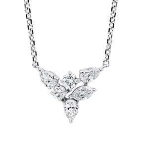 Collier aus 750 Gold Weißgold 5 Diamanten 0,51ct TW-SI L:45cm Collier aus 750 Gold Weißgold 5 Diamanten 0,51ct TW-SI L:45cm