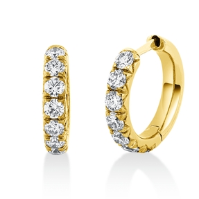 Creolen aus 750 Gold Gelbgold 14 Brillanten 0,99ct TW-SI 15x3,1mm Creolen aus 750 Gold Gelbgold 14 Brillanten 0,99ct TW-SI 15x3,1mm