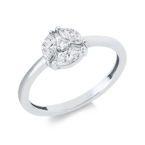 Ring aus 750 Gold Weißgold 4 Diamanten 0,41ct TW-SI B:5,4mm