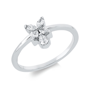 Ring aus 750 Gold Weißgold 5 Diamanten 0,29ct TW-SI B:8,4mm