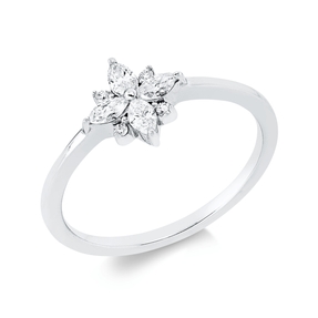 Ring aus 750 Gold Weißgold 8 Diamanten 0,3ct TW-SI B:8,7mm