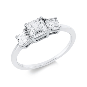 Ring aus 750 Gold Weißgold 3 Diamanten 1,4ct TW-SI B:5,2mm